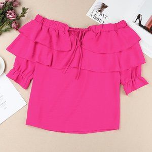 Layered Off-Shoulder Tie-Back Blouse